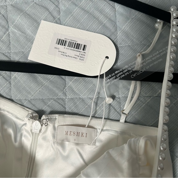 Meshki White Mini Dress with Pearl Details - Picture 12 of 12